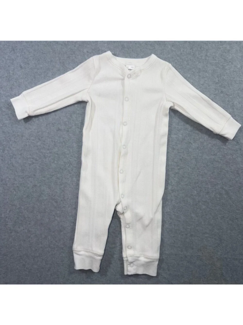 Carter’s Baby 6M Ivory White Ribbed Footless One Piece Snap Pajama Sleeper